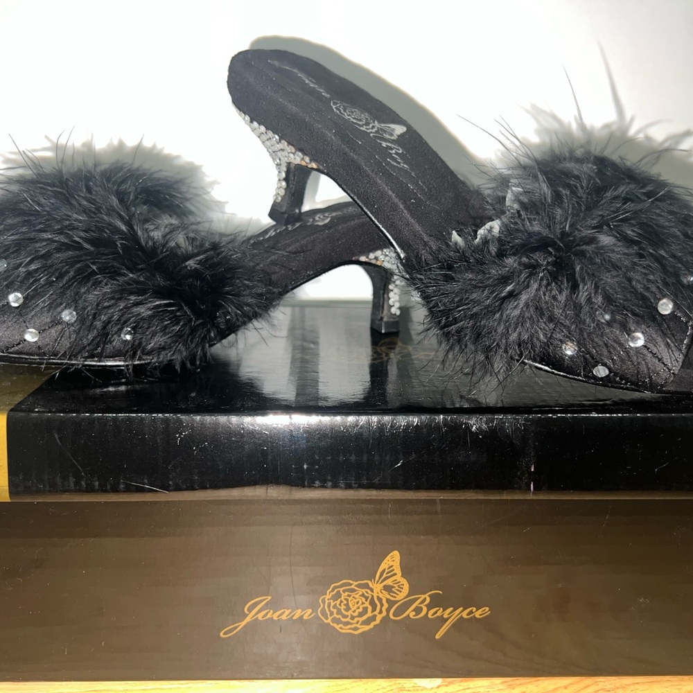Joan Boyce satin slippers with jewel studs on kitten heel. - Picture 4 of 14